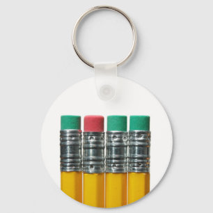 Pencils over white keychain