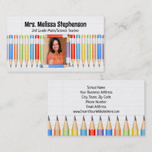 Pencils Photo Teacher Tutoring School Education Business Card