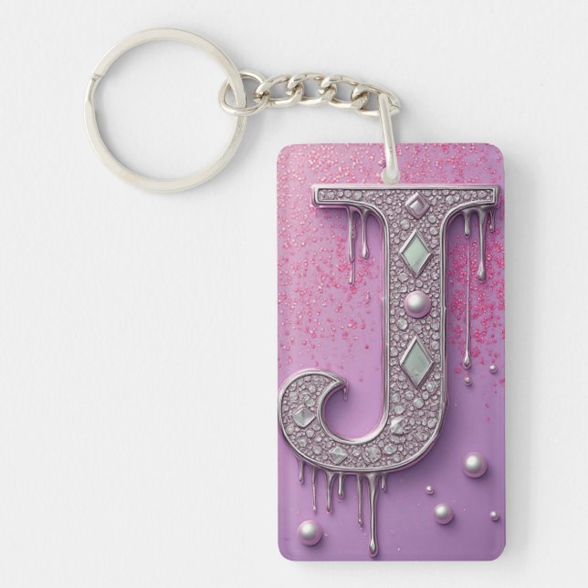 Pendentif personnalisé lettre J or diamant Cadeau (Devant)