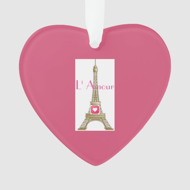 Pendentif Tour Eiffel Amour Cœur Rose (devant)