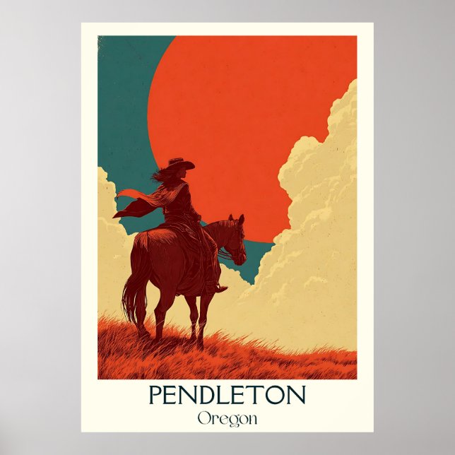 Pendleton Oregon Vintage Cowboy Rodeo Art Poster (Front)