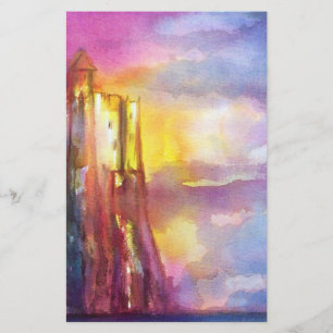 PENDRAGON Medieval Castle,Lake Sunset,Fantasy Stationery