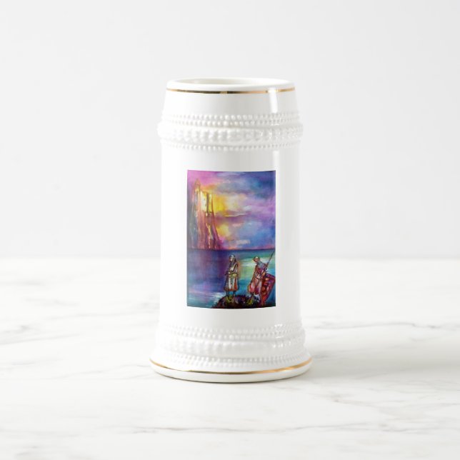 PENDRAGON Medieval Knights,Lake Sunset,Fantasy Beer Stein (Center)