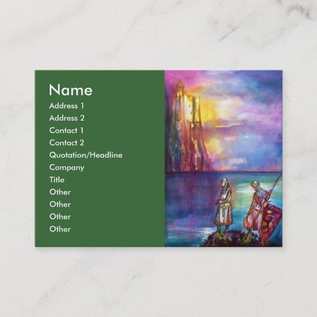 PENDRAGON Medieval Knights,Lake Sunset,Fantasy Business Card (Front)