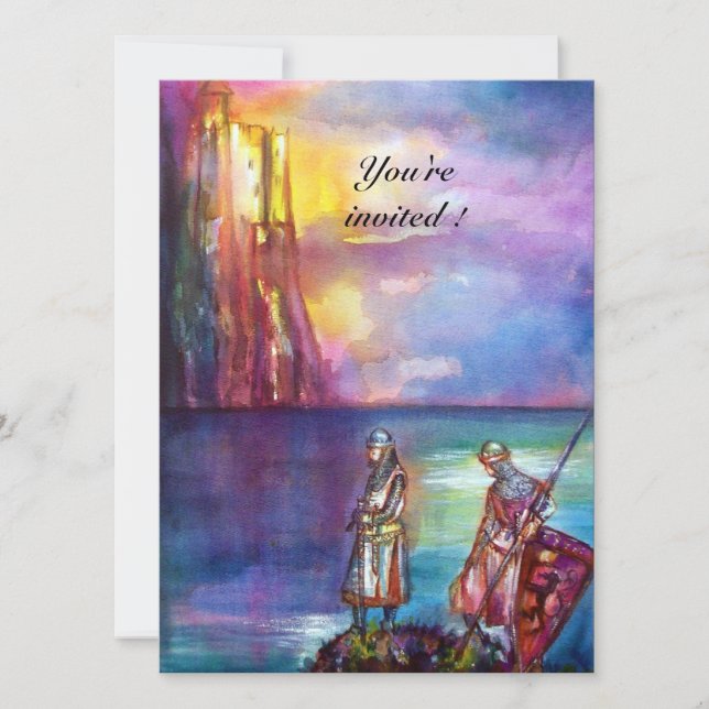 PENDRAGON Medieval Knights,Lake Sunset,Fantasy Invitation (Front)