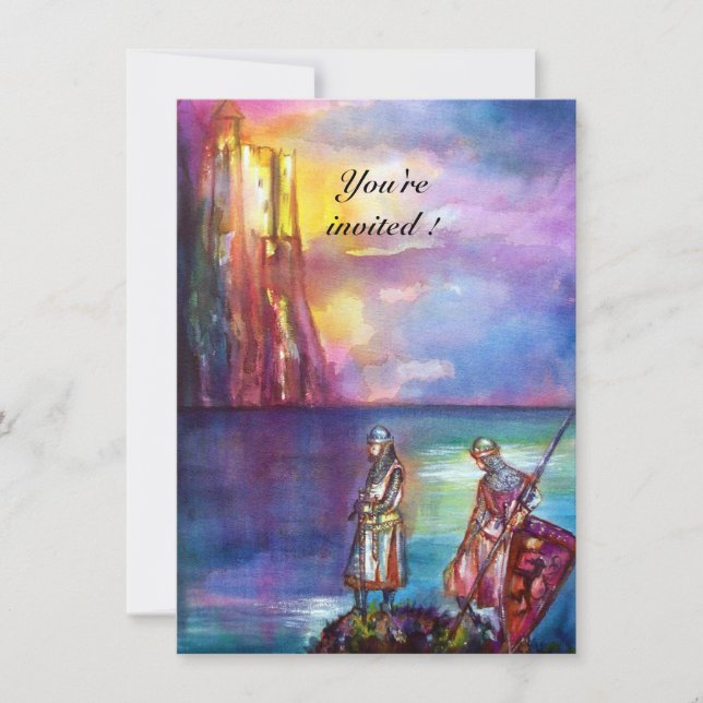 PENDRAGON Medieval Knights,Lake Sunset,Fantasy Invitation (Front)