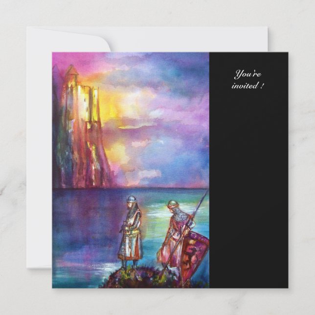 PENDRAGON Medieval Knights,Lake Sunset,Fantasy Invitation (Front)