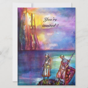 PENDRAGON Medieval Knights,Lake Sunset,Fantasy Invitation
