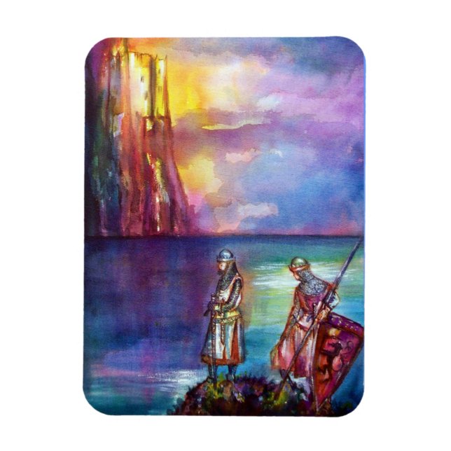 PENDRAGON Medieval Knights,Lake Sunset,Fantasy Magnet (Vertical)