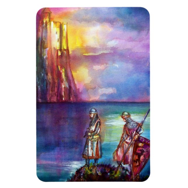 PENDRAGON Medieval Knights,Lake Sunset,Fantasy Magnet (Vertical)