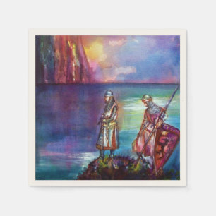 PENDRAGON Medieval Knights,Lake Sunset,Fantasy Napkin