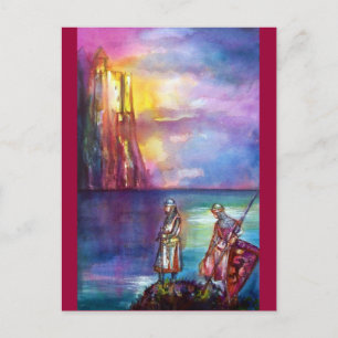 PENDRAGON Medieval Knights,Lake Sunset,Fantasy Postcard