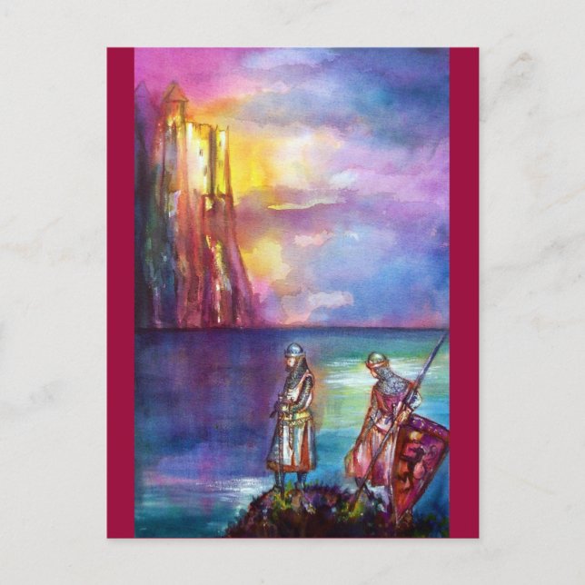 PENDRAGON Medieval Knights,Lake Sunset,Fantasy Postcard (Front)