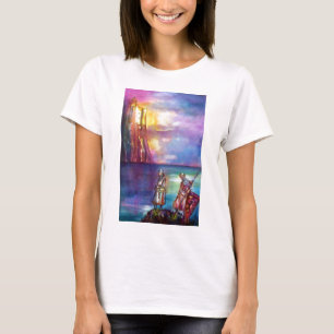 PENDRAGON Medieval Knights,Lake Sunset,Fantasy T-Shirt