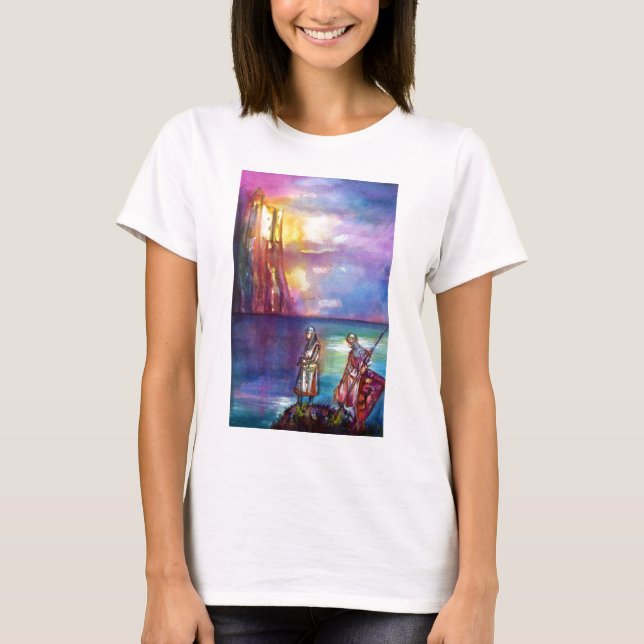 PENDRAGON Medieval Knights,Lake Sunset,Fantasy T-Shirt (Front)