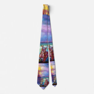 PENDRAGON Medieval Knights,Lake Sunset,Fantasy Tie