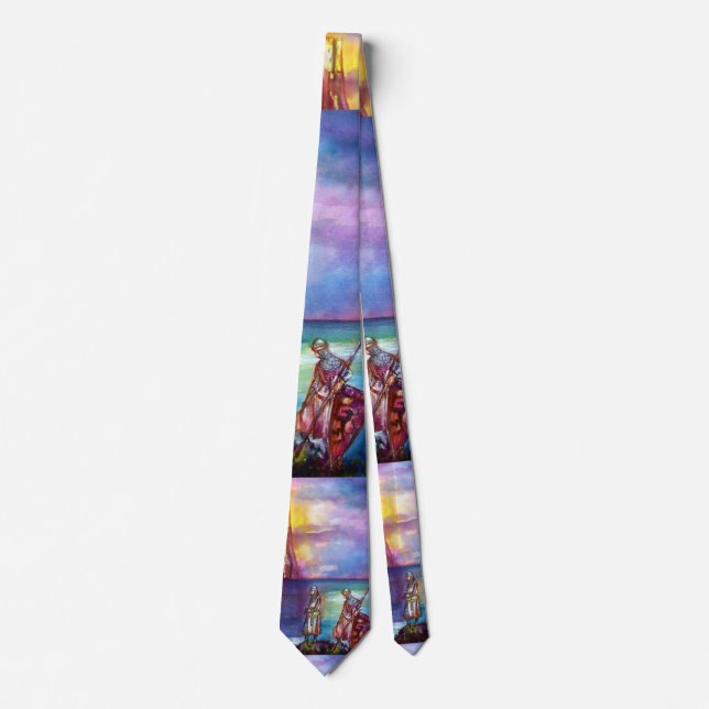 PENDRAGON Medieval Knights,Lake Sunset,Fantasy Tie (Front)