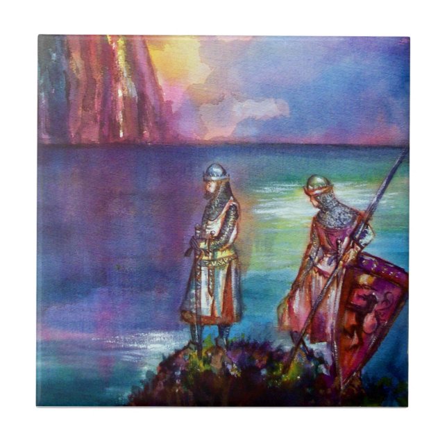 PENDRAGON Medieval Knights,Lake Sunset,Fantasy Tile (Front)