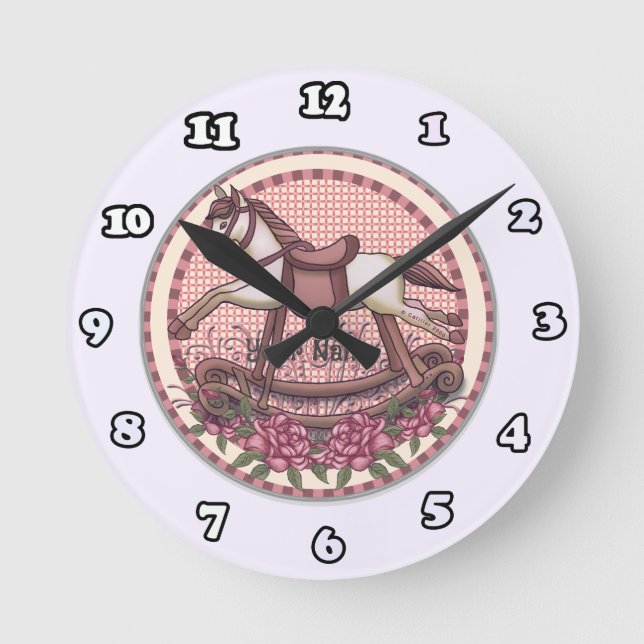 Pendule Cheval à Bascule Roses (Recto)