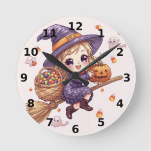 Pendule murale Halloween Sorcière Blonde