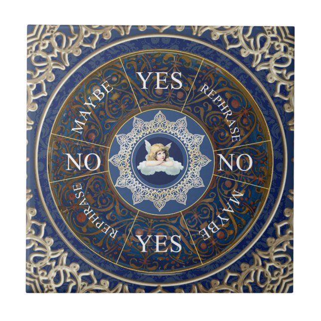 Pendulum Board Chart Divination Game Angel Blue Tile (Front)