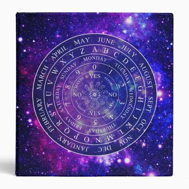 Pendulum Board Chart Divination Game Purple Space Binder (Front)