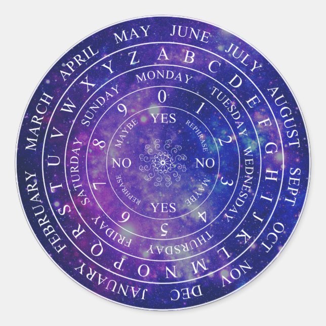 Pendulum Board Chart Divination Game Purple Space Classic Round Sticker (Front)