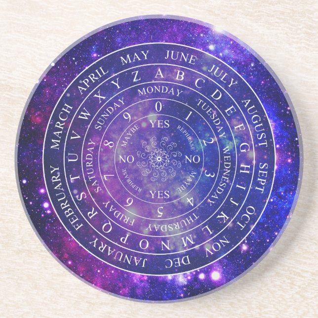Pendulum Board Chart Divination Game Purple Space Coaster (Front)
