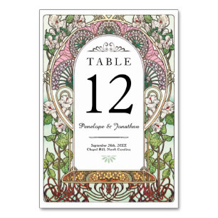 PENELOPE 01 A - Table Number Cards - Art Nouveau