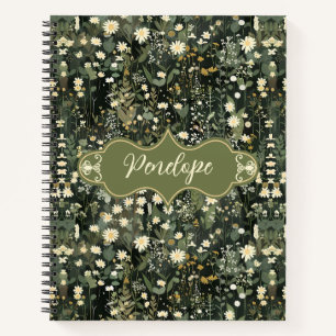 Penelope Dark Daisy Floral Deluxe Notebook