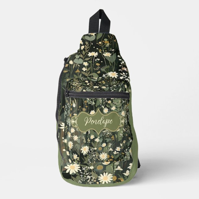 Penelope Dark Daisy Floral Sling Bag (Front)