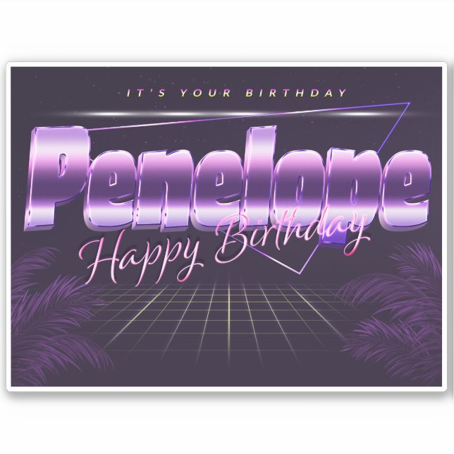 Penelope Name First name retro Sticker Birthday (Front)