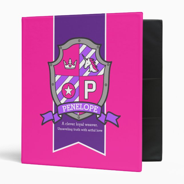 Penelope name meaning knight shield P letter pink Binder (Front/Inside)