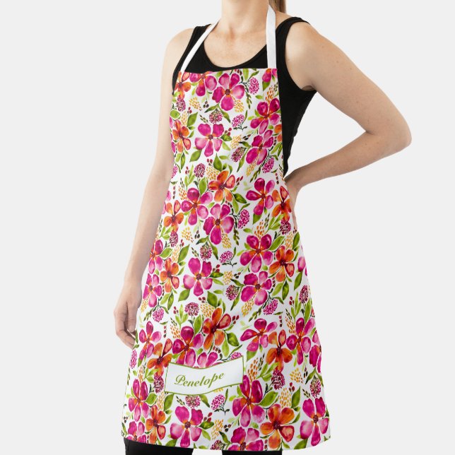 Penelope Watercolor Floral Personalized Apron (Insitu)