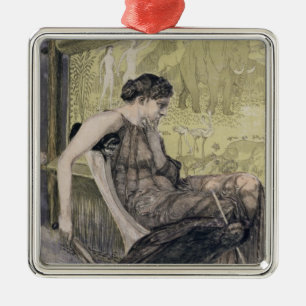 Penelope weaving a shroud for Laertes her father-i Metal Ornament