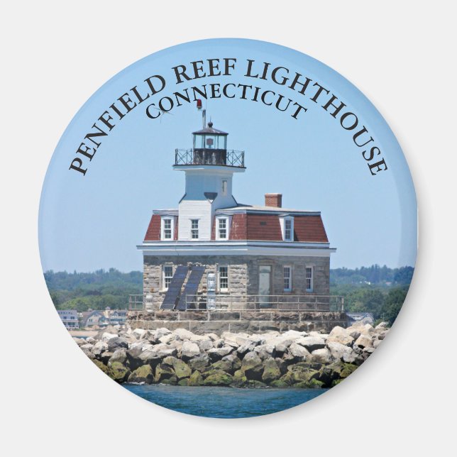 Penfield Reef Lighthouse CT Round Magnet (Front)