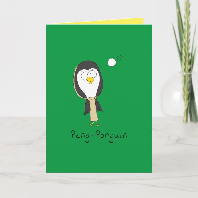 Peng-Ponguin Ping-Pong Penguin Funny Greeting Card (Front)