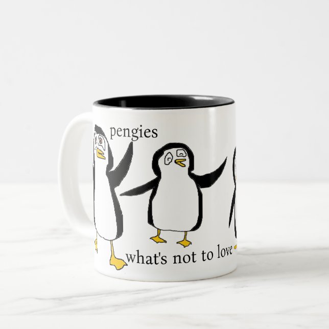Pengies, What's Not to Love Two-Tone Coffee Mug (Front Left)