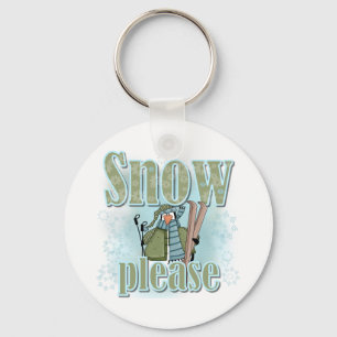 Pengin Ski Snow Please Keychain