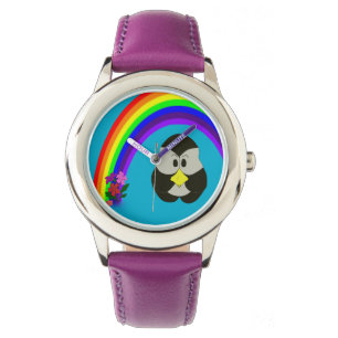 pengu mignon pengu avec montre arc-en-ciel