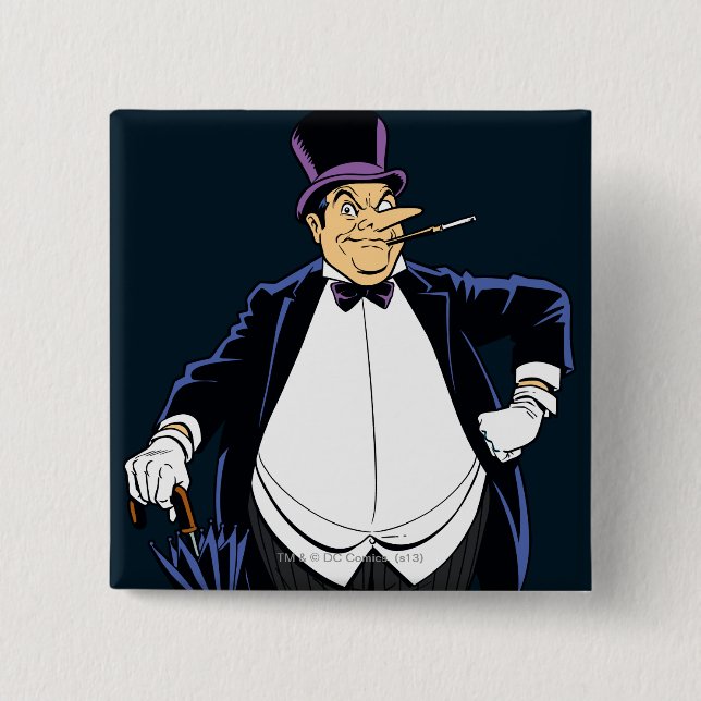 Penguin 2 Inch Square Button (Front)