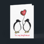 Penguin 30th birthday or any age boyfriend card<br><div class="desc">Personalized 30th birthday boyfriend penguin card.
The perfect romantic and illustrated card for a man or woman to their boyfriend when he reaches thirty years old.
The messages on the front and inside can be customized as desired and the age shown can also be changed.</div>