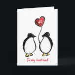 Penguin 40th birthday or any age husband card<br><div class="desc">Personalised 40th birthday husband penguin card.
The perfect romantic and illustrated card for a wife to give her husband when he reaches forty years old.
The and messages on the front and inside can be customised as desired and the age shown can also be changed.</div>