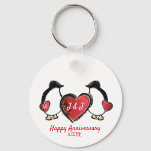 Penguin 40th ruby wedding anniversary keychain