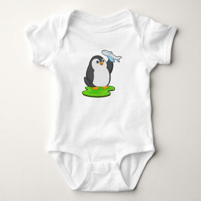 Penguin Airplane Baby Bodysuit (Front)