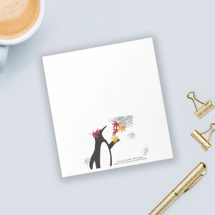 Penguin and Autumn Maple Leaves Cute Funny Notepad