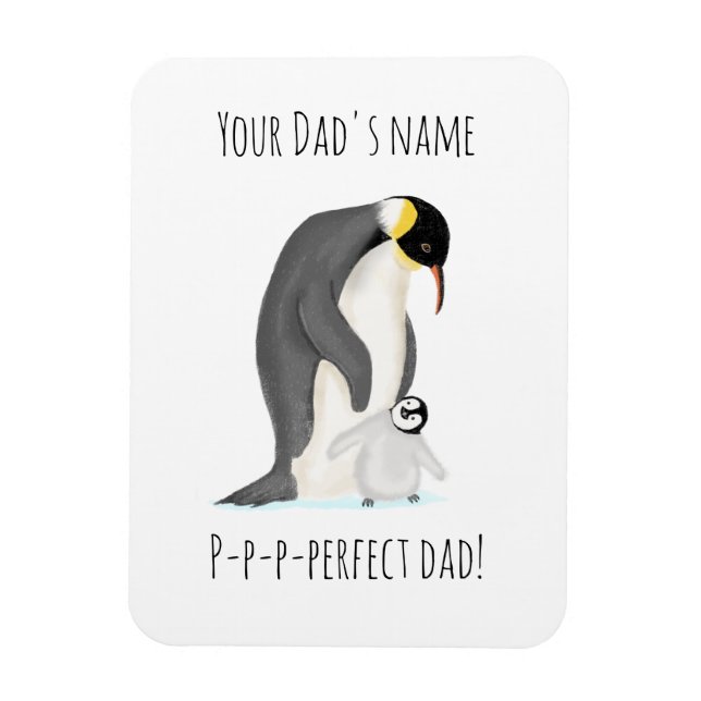 Penguin and chick 'perfect dad' magnet (Vertical)