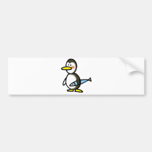 penguin and fish bumper sticker