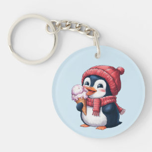 Penguin and Ice Cream Keychain