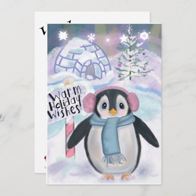 Penguin and Igloo Northern Lights Scene (Front/Back)